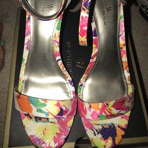 Floral heel sandals